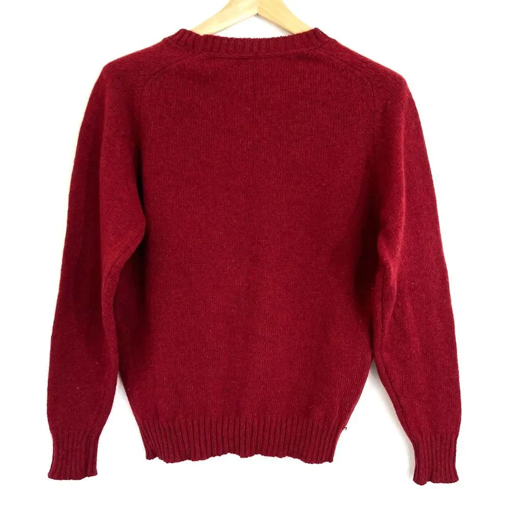 Vtg. Union Made Classic Directions Women's Wool Blend Cable knit Sweater Red USA